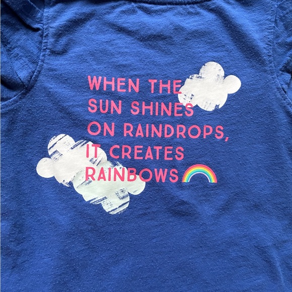Cat & Jack Toddler Girl Sunshine and Rainbow Blue Short Sleeve Tee, Size 2T - Picture 4 of 7